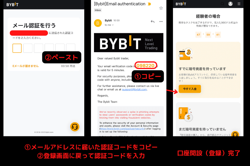 画像3：Bybit口座開設「スマホで口座開設（登録）3」