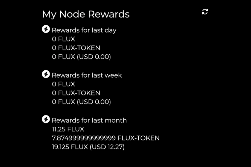 画像2：仮想通貨FLUXノード「ノード報酬」