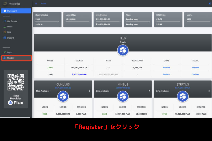 画像20：仮想通貨FLUXノード「HostNodes登録1」