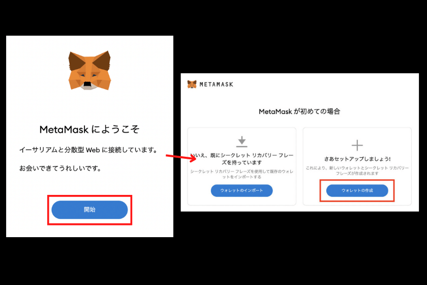 画像3：メタマスクのダウンロード・登録・開設「登録・ウォレット開設1」